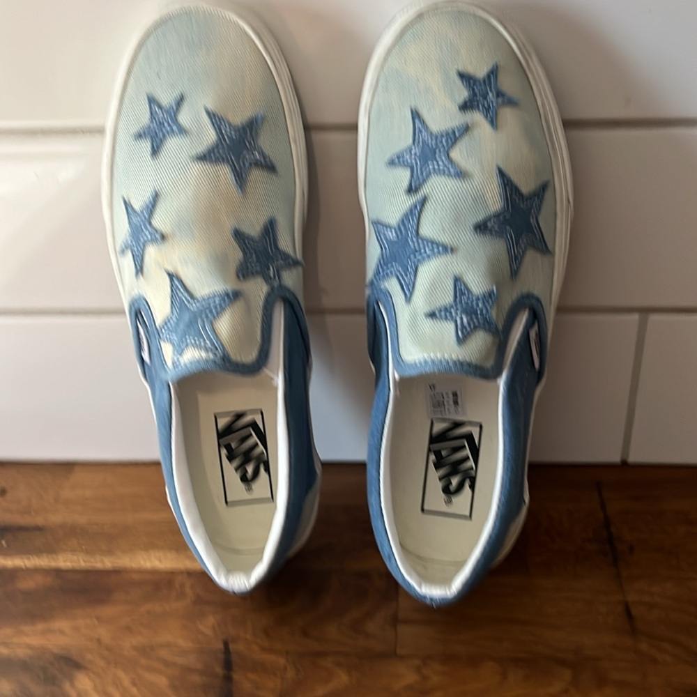 Vans Classic Denim Blue and White Shoes with Stars!!
